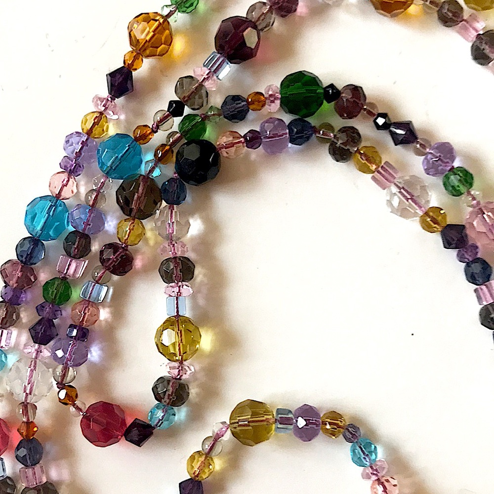 Multi-Colored Crystal Glass Bead Neclace